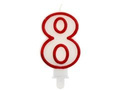 Number candle with red border eight - "8"