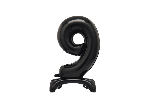 Foil balloon standing number 9 black - 76 cm - 1pc.