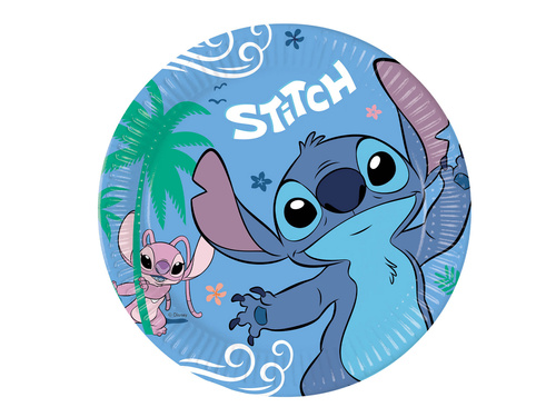 Talerzyki papierowe na urodziny Stitch & Angel - 23 cm - 8 szt.