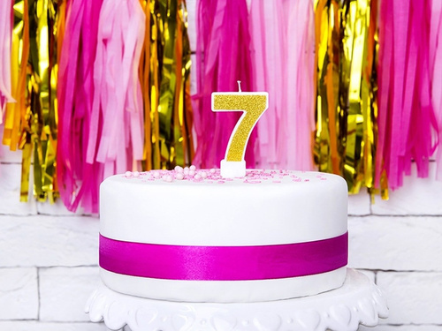 Number candle with glitter - 7 - 1 piece.