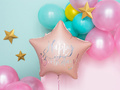 Balon foliowy gwiazda Happy Birthday pudrowy róż - 40 cm - 1 szt.