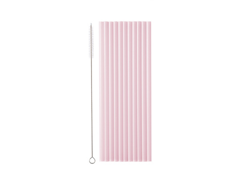 Słomki rurki różowe plastikowe - 23 cm- 12 szt.