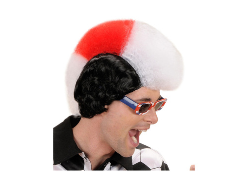 Biało-czerwono-biała peruka kibica