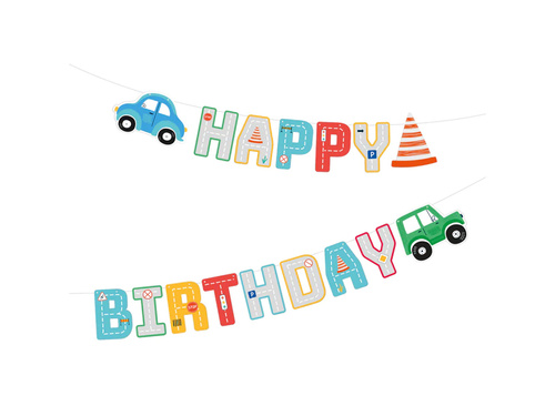 Happy Birthday Cars banner - 250 cm - 1 pc.