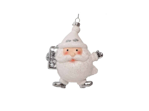 Bombka choinkowa Biały Mikołaj - 13 cm - 1 szt.