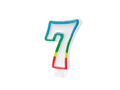 Number candle with colored border number 7 - 8,5 cm - 1 pcs.