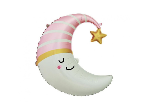 Balon foliowy Księżyc - różowy - 56x68 cm - 1 szt.