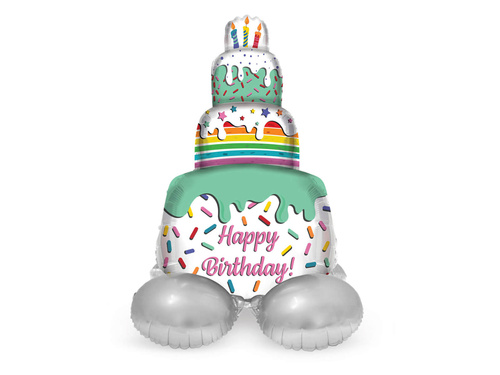 Balon foliowy stojący Tort urodzinowy Happy Birthday - 72 cm