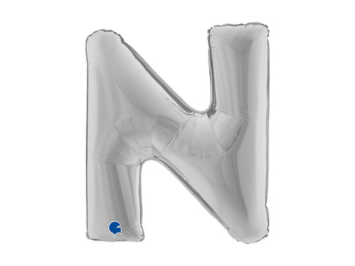 Balon foliowy literka N srebrny - 40" - 1 szt.