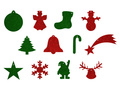 Felt christmas tree hanging decoration - 10 cm - 12 pcs