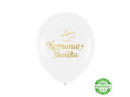 Balony lateksowe ze złotym napisem Komunia Święta - 30 cm - 100 szt.
