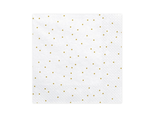 White birthday napkins with gold small dots - 33 cm - 20 pcs.