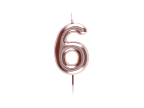 Rose gold number candle - 6 - six