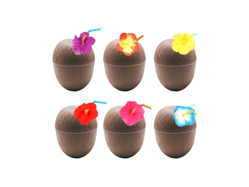 Coconut glass with straw and flower