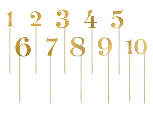 Gold metallized table numbers - 11 pcs.