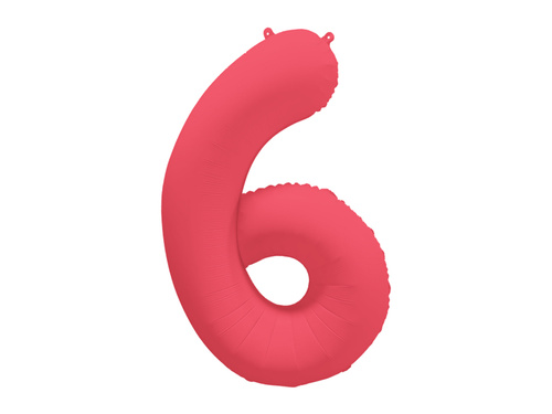 Large Number 6 Neon Red Foil Balloon - 86 x 70 cm - 1 pc