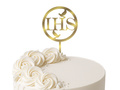 Topper z lustrzanej pleksi złoty na tort IHS I Komunia Święta