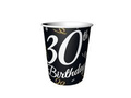 Thirtieth birthday cups black - 250 ml - 6 pcs.