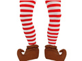 Elf tights with red and white stripes