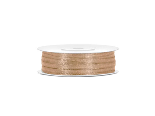 Satin ribbon, light gold, 3 mm / 50 m, 1 pc.