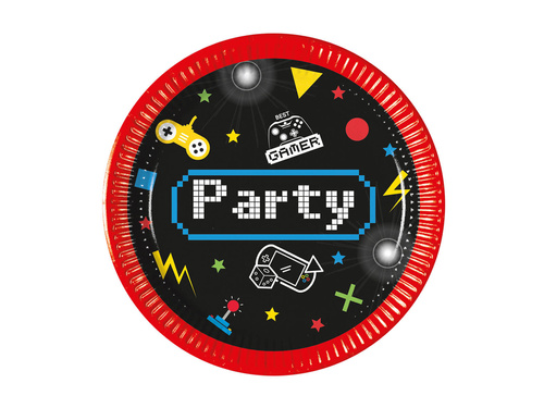Talerzyki papierowe na urodziny Gaming Party - 20 cm - 8 szt.