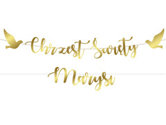 Baner z napisem Chrzest Święty złoty + imię