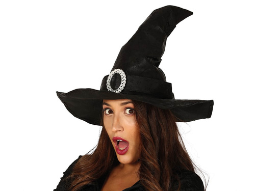 Kapelusz czarownicy skóropodobny na Halloween - 1 szt.