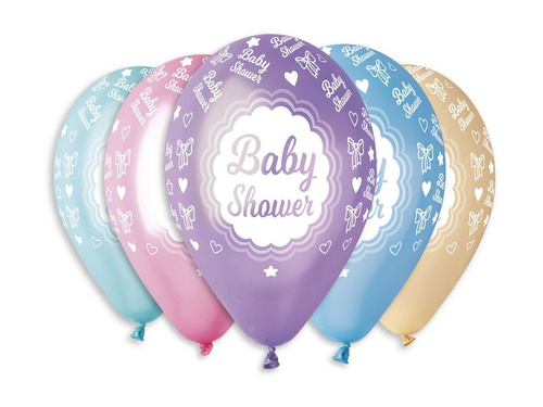 Balony metaliczne Baby Shower - 30 cm - 5 szt.