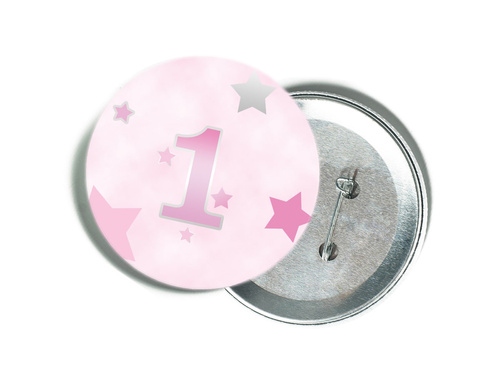 Birthday pin Stars pink - 1 pc.