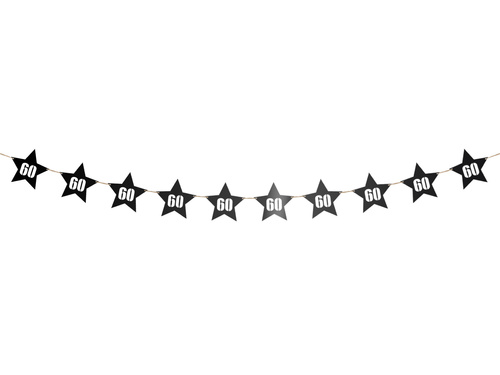 Banner with stars for 60th birthday - black - 14 pcs.