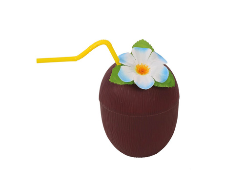 Coconut glass with straw and flower