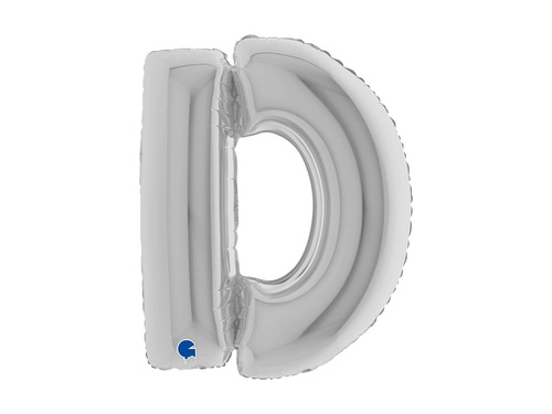 Balon foliowy literka D srebrny - 40" - 1 szt.