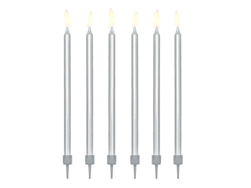 Silver birthday candles - 12 pcs.