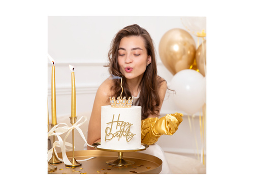 Korona na tort - 10 cm - złota z kryształkami - 1 szt.