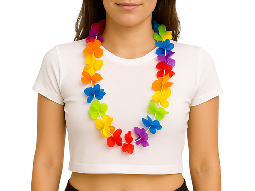 Naszyjnik hawajski tęczowy - 100 cm - 1 szt.