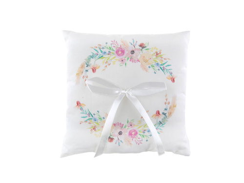 White ring pillow with flowers - 1 pc.