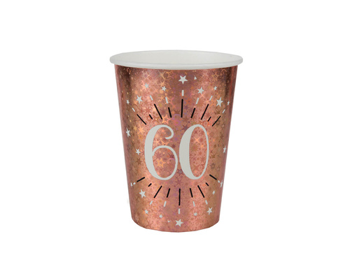 Sixtyth birthday cups 60 Sparkling pink gold - 270 ml - 10 pcs.