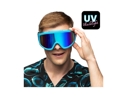 Imprezowe gogle narciarskie neonowe niebieskie