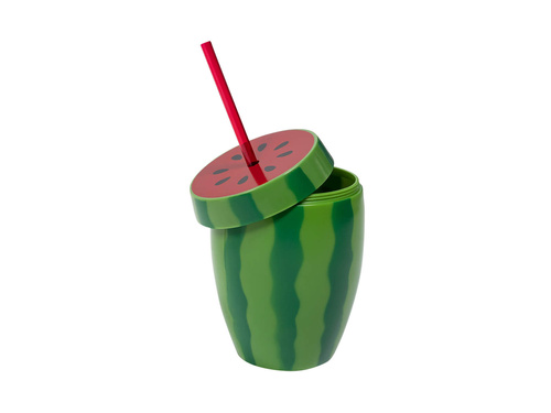 Watermelon cup with straw