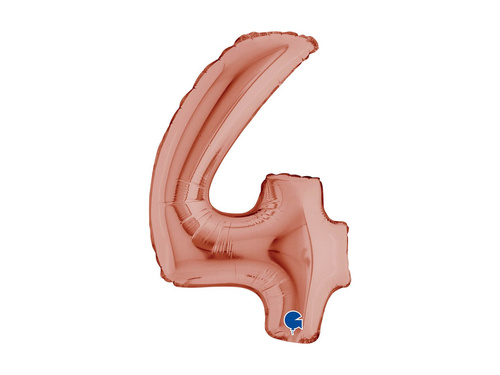 Balon foliowy cyfra 4 złoty róż - 14" - 1 szt.