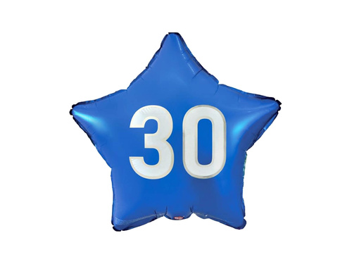 Foil balloon for thirtieth birthday blue star - 48 cm - 1 pc.