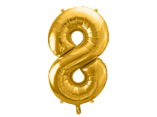 Foil balloon number 8 gold - 86 cm - 1 pc.