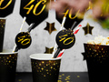 Sparkling black straws for fortieth birthday - 6 pcs.