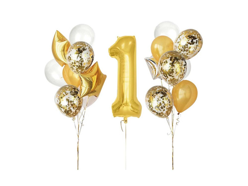 Set of balloons for a golden birthday - 16 pcs.