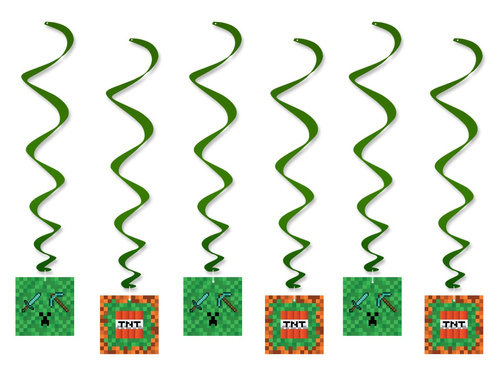 Birthday hanging decoration Pixels - 6 pcs.