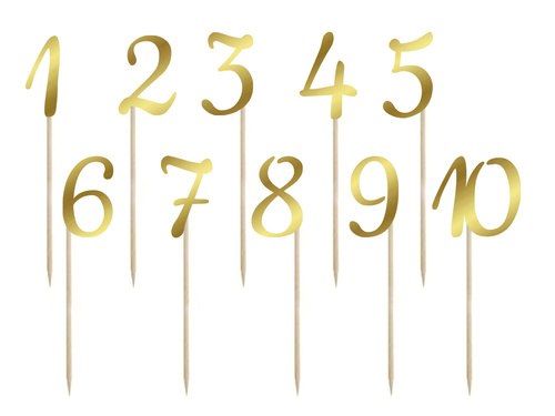 Gold table numbers - 10 pcs.