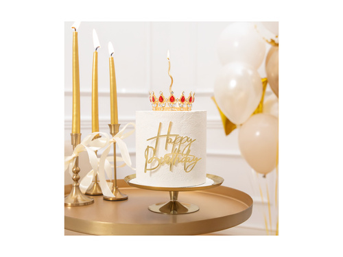 Korona na tort - 10 cm - złota z kryształkami - 1 szt.