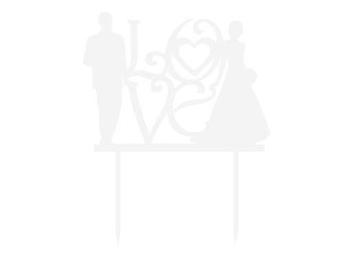 White plexiglass topper for Love cake with bride and groom - 16.5 cm