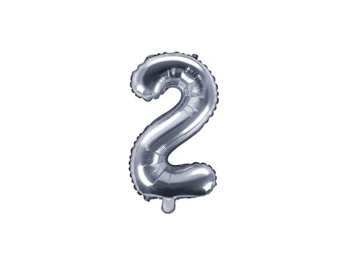 Foil balloon number 2 silver - 35 cm