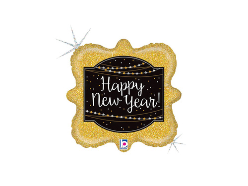 Balon foliowy ramka Happy New Year - 16" - 1 szt.
